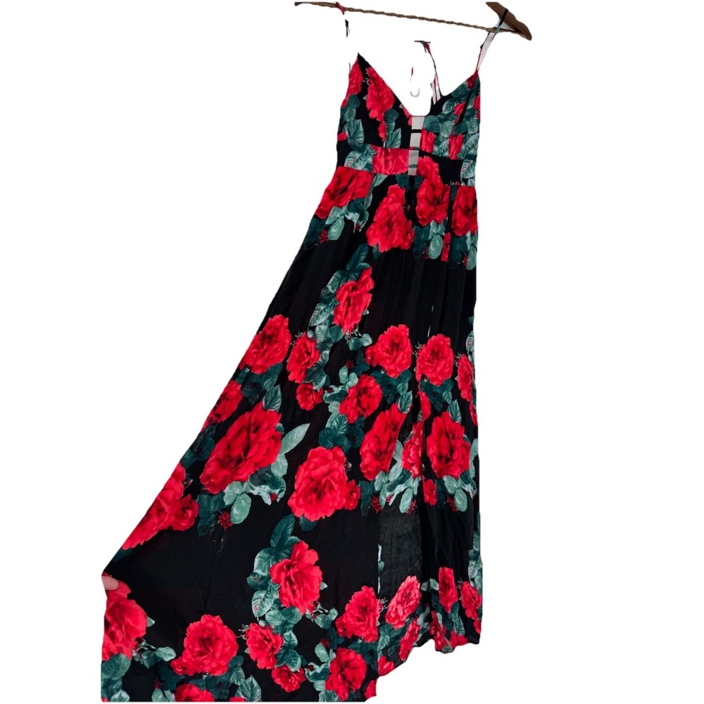 Aakaa small floral backless rose print‎ maxi dress romantic festival beachy